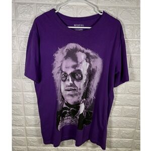 Beetlejuice‎ Mens Graphic Print T Shirt Purple Large Movie Tee Short Sleeve